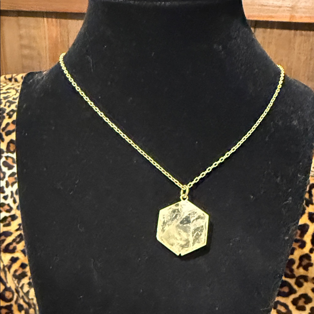 Hexagonal Gold Pendant Necklace